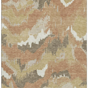 HomeRoots 5' X 8' Abstract Copper Gold Ivory Area Rug - Washable, UV Protected, Durable & Easy Care Design! 668647