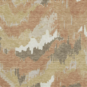 HomeRoots 10' Copper Gold & Ivory Abstract Washable Area Rug - UV Protected, Durable, Stylish for Modern Homes 668651