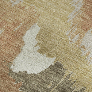 HomeRoots 10' Copper Gold & Ivory Abstract Washable Area Rug - UV Protected, Durable, Stylish for Modern Homes 668651