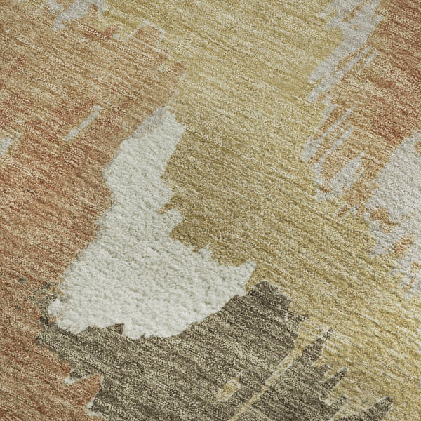 HomeRoots 10' Copper Gold & Ivory Abstract Washable Area Rug - UV Protected, Durable, Stylish for Modern Homes 668651