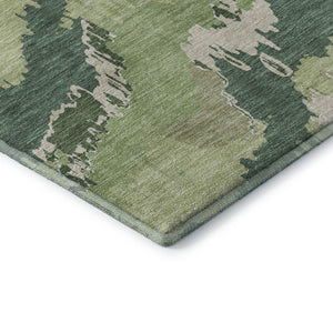 HomeRoots 8' X 10' Washable Area Rug in Green, Ivory & Beige - Stylish, Stain-Resistant, UV Protected Design 668661