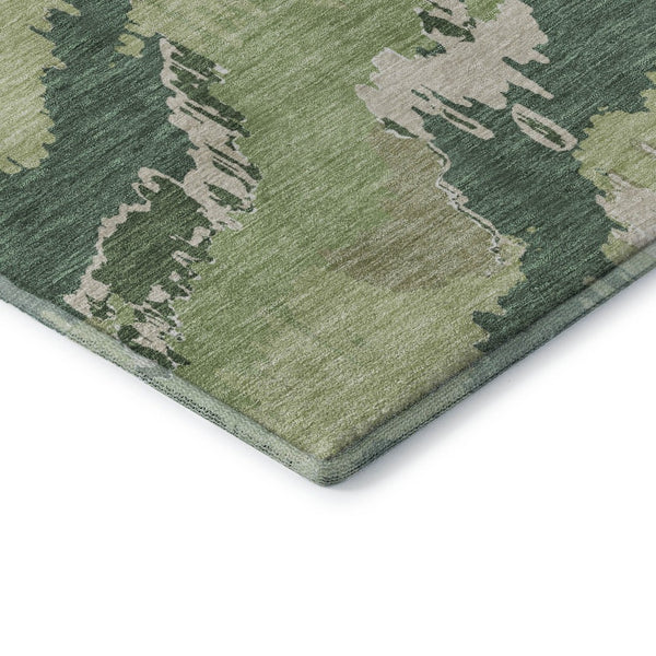 HomeRoots 8' X 10' Washable Area Rug in Green, Ivory & Beige - Stylish, Stain-Resistant, UV Protected Design 668661