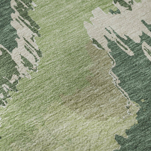 HomeRoots 10' X 14' Green Ivory Beige Abstract Area Rug - Washable, UV Protected, Durable, Modern Design 668663