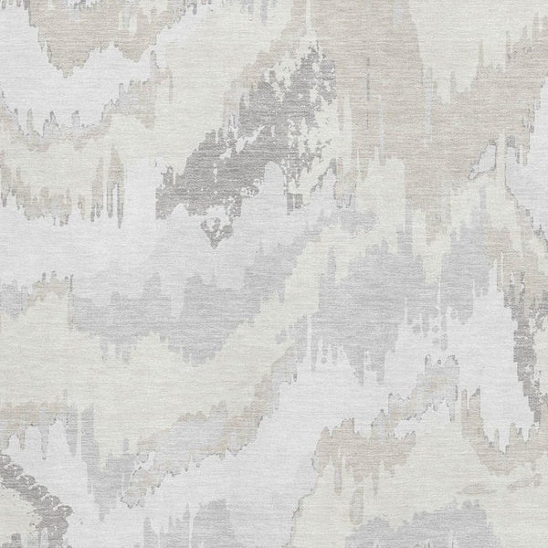 HomeRoots 8' X 10' Abstract Washable Area Rug - Ivory & Beige with UV Protection for Modern Homes & Families 668667