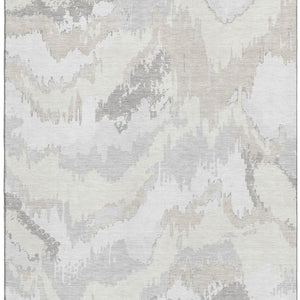 HomeRoots 8' X 10' Abstract Washable Area Rug - Ivory & Beige with UV Protection for Modern Homes & Families 668667