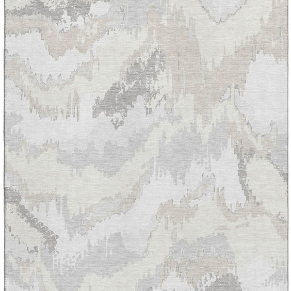 HomeRoots 8' X 10' Abstract Washable Area Rug - Ivory & Beige with UV Protection for Modern Homes & Families 668667