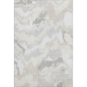 HomeRoots 10' X 14' Ivory and Beige Abstract Washable Area Rug - UV Protected, Soft, Stylish, Family-Friendly 668669