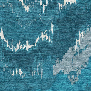 HomeRoots 5' X 8' Navy Blue And Ivory Abstract Area Rug - Durable, Stain Resistant, UV Protected for Homes 668671