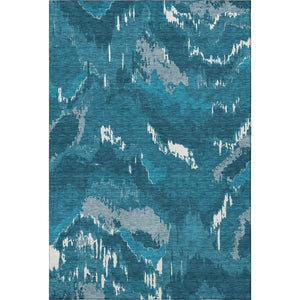 HomeRoots 5' X 8' Navy Blue And Ivory Abstract Area Rug - Durable, Stain Resistant, UV Protected for Homes 668671