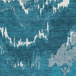 HomeRoots 9' X 12' Navy Blue & Ivory Abstract Area Rug - Stain Resistant, UV Protected, Easy Care for Homes 668674