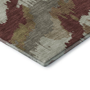 HomeRoots 8' Washable Rust Beige & Copper Abstract Round Rug with UV Protection for Modern Spaces & Easy Care 668678
