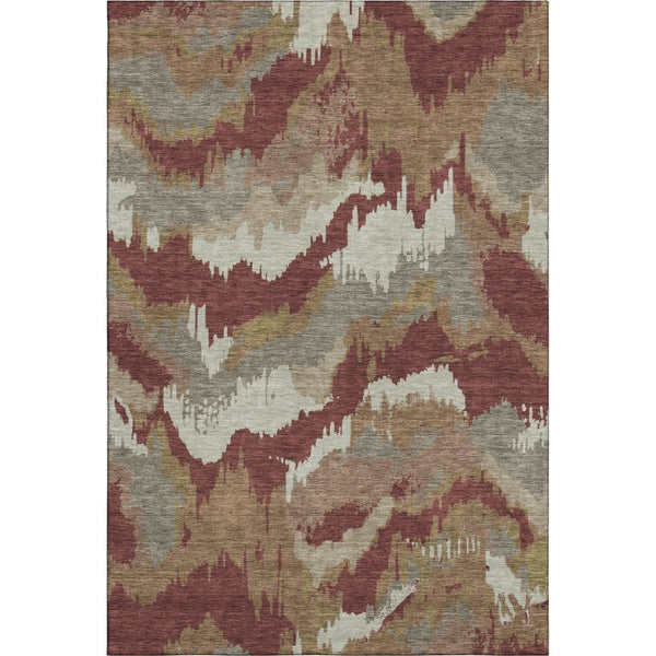 HomeRoots 9' X 12' Rust Beige & Copper Abstract Washable Area Rug - Durable, UV Protected, Modern Elegance 668680