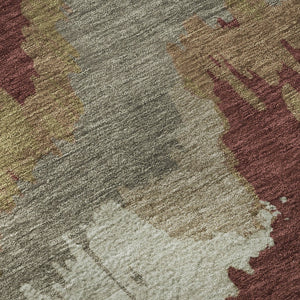 HomeRoots 9' X 12' Rust Beige & Copper Abstract Washable Area Rug - Durable, UV Protected, Modern Elegance 668680