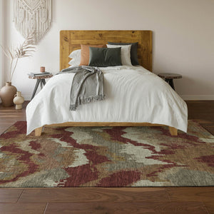 HomeRoots 9' X 12' Rust Beige & Copper Abstract Washable Area Rug - Durable, UV Protected, Modern Elegance 668680