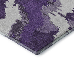 HomeRoots 5' X 8' Abstract Washable Area Rug in Purple, Ivory & Gray - UV Resistant, Pet-Friendly Design! 668683