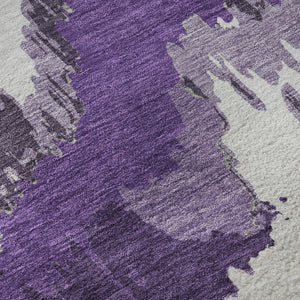 HomeRoots 5' X 8' Abstract Washable Area Rug in Purple, Ivory & Gray - UV Resistant, Pet-Friendly Design! 668683