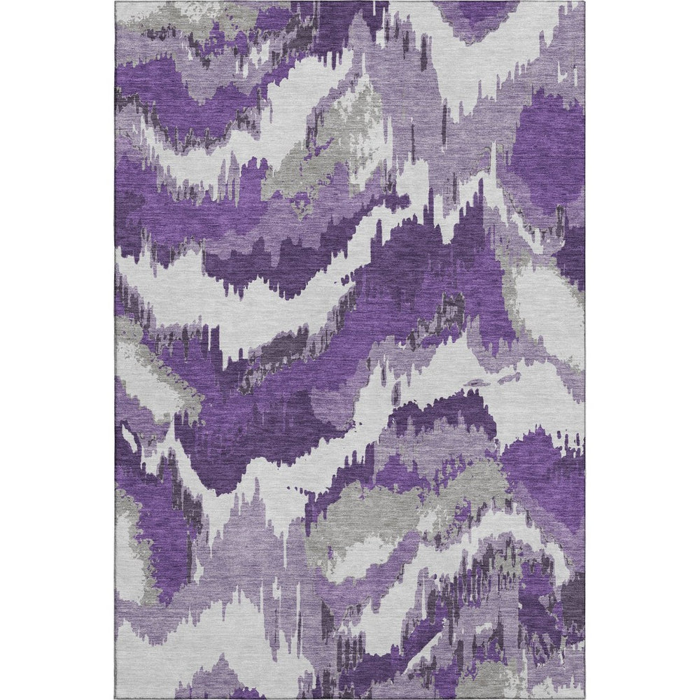 HomeRoots 10' X 14' Purple Ivory & Gray Abstract Area Rug – Washable, UV-Protected, Modern Design for Homes 668687