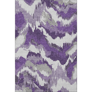 HomeRoots 10' X 14' Purple Ivory & Gray Abstract Area Rug – Washable, UV-Protected, Modern Design for Homes 668687