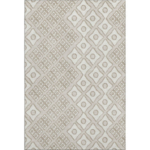 HomeRoots 10' X 14' Beige and Ivory Geometric Area Rug – Washable, UV-Protected, Perfect for High-Traffic Spaces! 668706