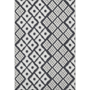 HomeRoots 8' X 10' Black and Ivory Geometric Area Rug – Durable, Stain-Resistant, UV Protected for High-Traffic Homes 668710