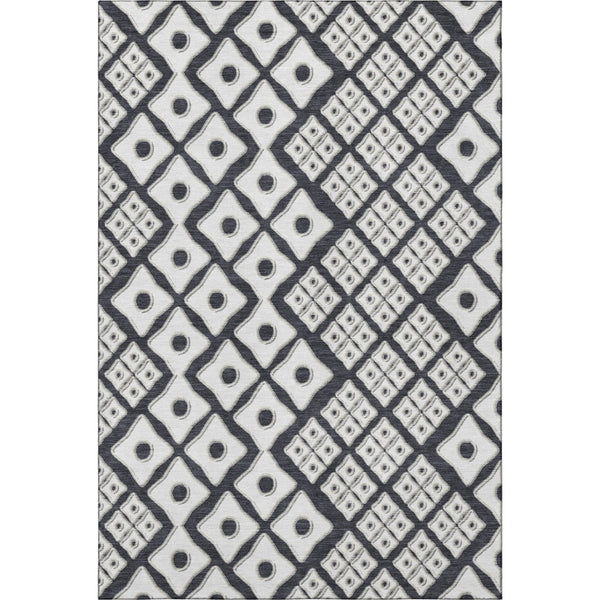 HomeRoots 8' X 10' Black and Ivory Geometric Area Rug – Durable, Stain-Resistant, UV Protected for High-Traffic Homes 668710