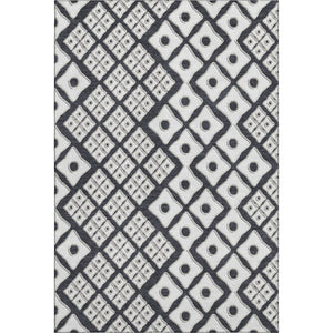 HomeRoots 9' X 12' Black And Ivory Geometric Area Rug - Stylish, Washable, UV-Protected for High-Traffic Spaces 668711