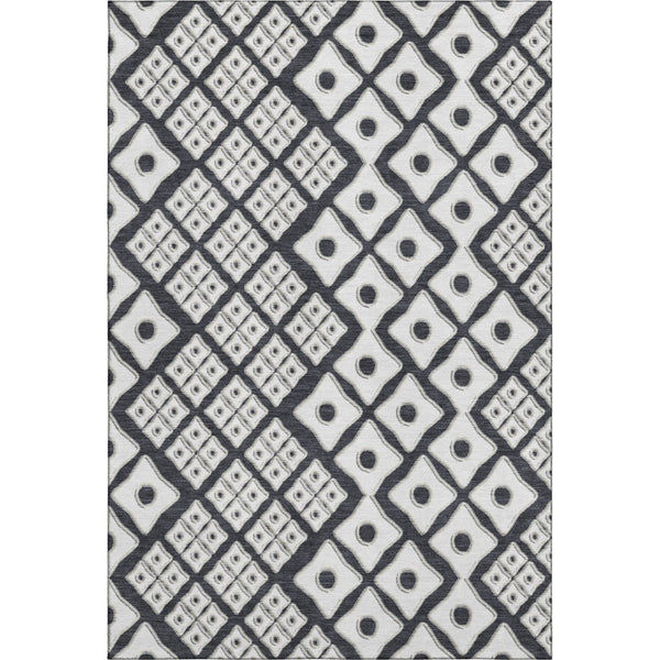 HomeRoots 9' X 12' Black And Ivory Geometric Area Rug - Stylish, Washable, UV-Protected for High-Traffic Spaces 668711