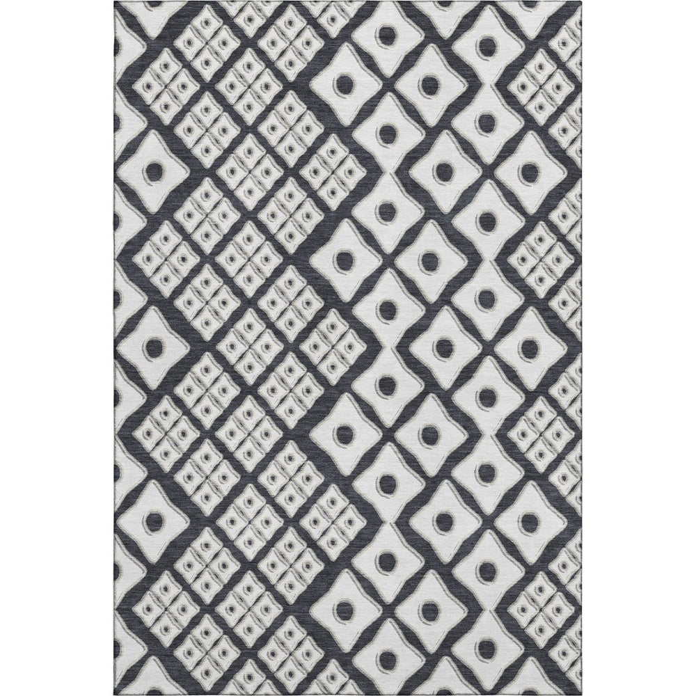 HomeRoots 10' X 14' Black And Ivory Geometric Area Rug – Washable, Durable, UV-Protected for High-Traffic Spaces 668712