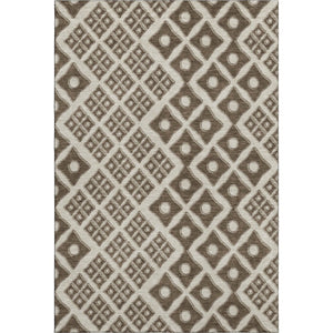 HomeRoots 5' Brown & Beige Geometric Area Rug – Washable, UV Protected, Stain-Resistant, Perfect for Any Room! 668714