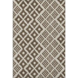 HomeRoots 5' Brown & Beige Geometric Area Rug – Washable, UV Protected, Stain-Resistant, Perfect for Any Room! 668714