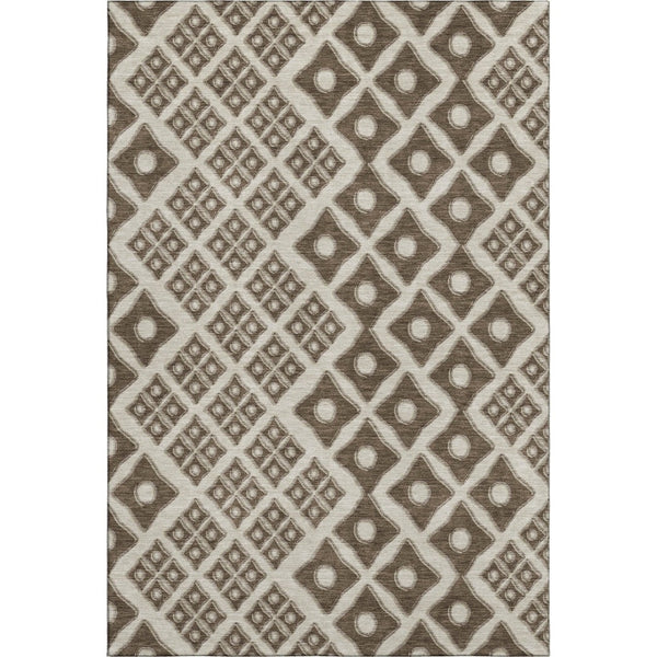 HomeRoots 10' Brown & Beige Geometric Washable Area Rug - UV Protected, Stain-Resistant, Family-Friendly Design 668718