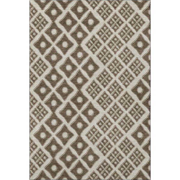 HomeRoots 10' Brown & Beige Geometric Washable Area Rug - UV Protected, Stain-Resistant, Family-Friendly Design 668718