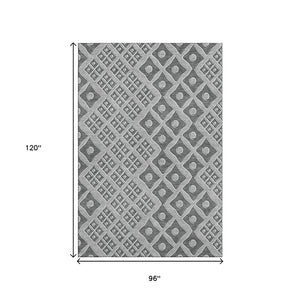 HomeRoots 8' X 10' Gray & Charcoal Geometric Washable Area Rug - Durable, UV Protected, Perfect for Homes! 668728
