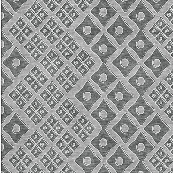 HomeRoots 8' X 10' Gray & Charcoal Geometric Washable Area Rug - Durable, UV Protected, Perfect for Homes! 668728