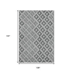 HomeRoots 9' Gray & Charcoal Geometric Area Rug - Washable, UV Protected, Stain Resistant for High-Traffic Homes 668729