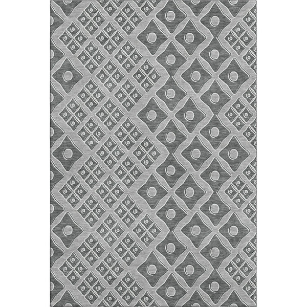 HomeRoots 9' Gray & Charcoal Geometric Area Rug - Washable, UV Protected, Stain Resistant for High-Traffic Homes 668729
