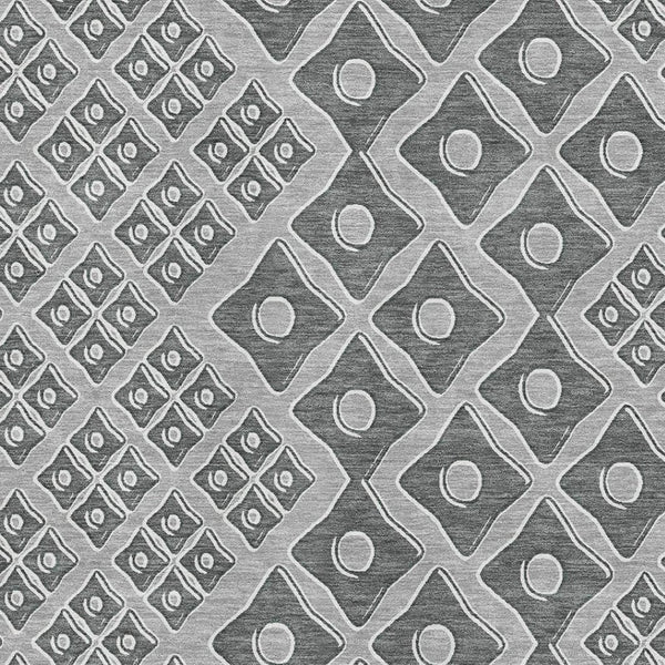 HomeRoots 9' Gray & Charcoal Geometric Area Rug - Washable, UV Protected, Stain Resistant for High-Traffic Homes 668729