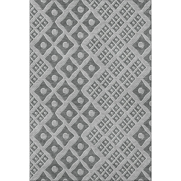 HomeRoots 9' Gray & Charcoal Geometric Area Rug - Washable, UV Protected, Stain Resistant for High-Traffic Homes 668729