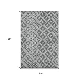 HomeRoots 10' Gray and Charcoal Geometric Area Rug – Washable, UV-Protected, Stain-Resistant for Busy Homes 668730