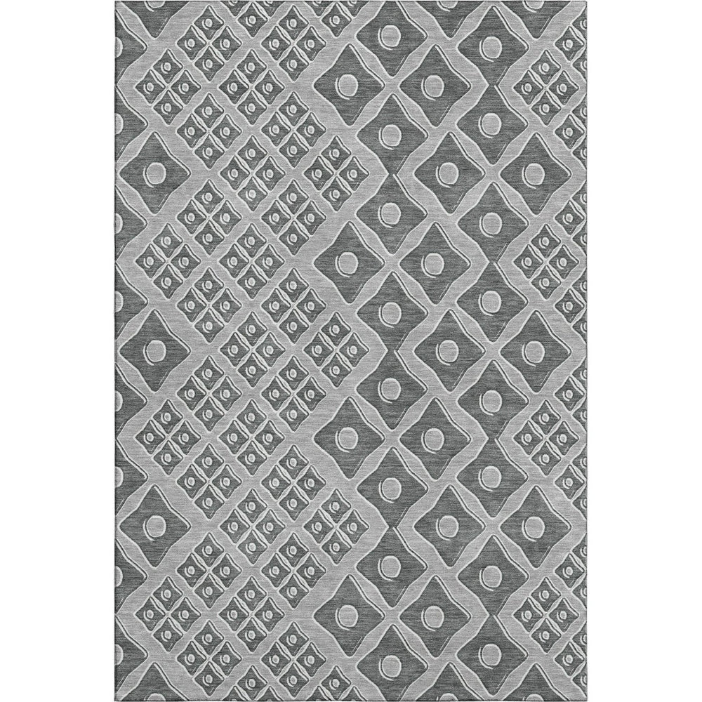 HomeRoots 10' Gray and Charcoal Geometric Area Rug – Washable, UV-Protected, Stain-Resistant for Busy Homes 668730
