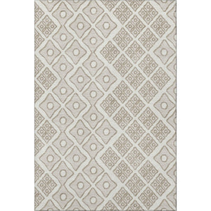 HomeRoots 5' X 8' Ivory & Beige Geometric Washable Area Rug with UV Protection - Stylish, Durable, Easy Care! 668732