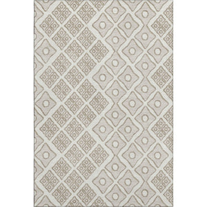 HomeRoots 8' X 10' Ivory & Beige Geometric Area Rug - Washable, UV Protected, Stylish & Stain Resistant Design 668734