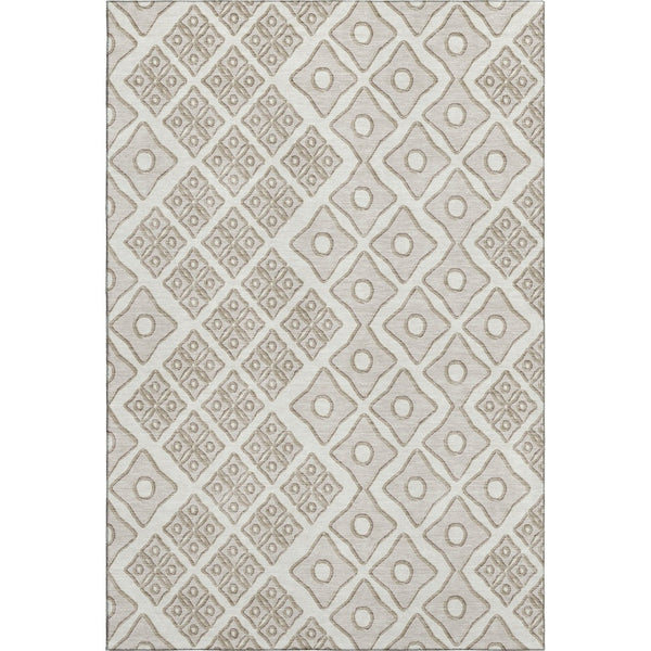 HomeRoots 8' X 10' Ivory & Beige Geometric Area Rug - Washable, UV Protected, Stylish & Stain Resistant Design 668734