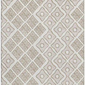 HomeRoots 8' X 10' Ivory & Beige Geometric Area Rug - Washable, UV Protected, Stylish & Stain Resistant Design 668734
