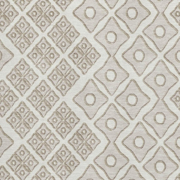 HomeRoots 9' X 12' Ivory & Beige Geometric Area Rug – Washable, Stain-Resistant, UV Protected for Busy Homes 668735