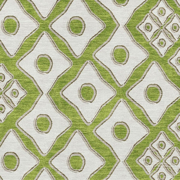 HomeRoots 5' X 8' Modern Lime Green & Ivory Geometric Area Rug – Washable, Stain-Resistant & UV Protected! 668738