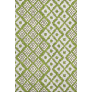 HomeRoots 8' X 10' Vibrant Lime Green & Ivory Geometric Area Rug - Washable, UV Protected, Kid & Pet Friendly! 668740