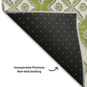 HomeRoots 8' X 10' Vibrant Lime Green & Ivory Geometric Area Rug - Washable, UV Protected, Kid & Pet Friendly! 668740