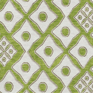 HomeRoots 8' X 10' Vibrant Lime Green & Ivory Geometric Area Rug - Washable, UV Protected, Kid & Pet Friendly! 668740