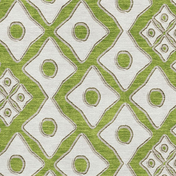 HomeRoots 8' X 10' Vibrant Lime Green & Ivory Geometric Area Rug - Washable, UV Protected, Kid & Pet Friendly! 668740